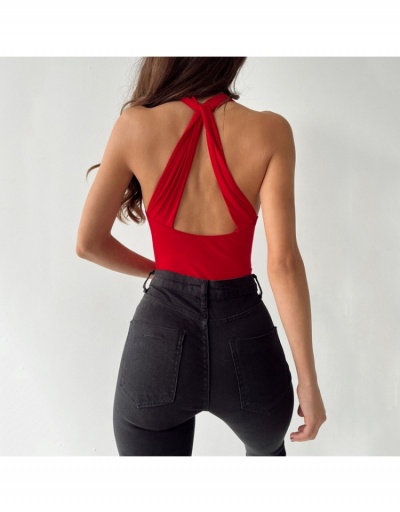 Replica V Neck Backless Solid Sexy Women Bodysuit Sleeveless V Neck #796710 $15.60 USD for Wholesale