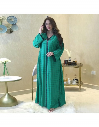 Replica Grid Rhinestone  Long Sleeve Maxi Dresses For Women Long Sleeve V Neck #796711 $42.12 USD for Wholesale