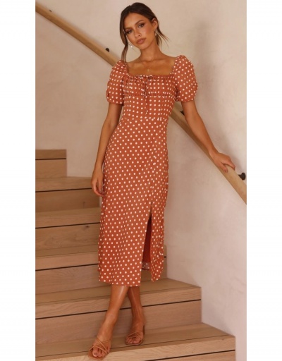  Summer Polka Dots Square Neck Puff Sleeve Dress Short Sleeve Square Neck #796713 $41.27 USD, Wholesale Fashion Maxi Dresses