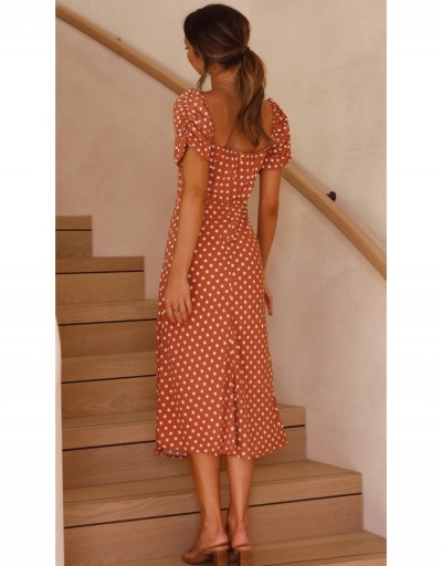 Replica  Summer Polka Dots Square Neck Puff Sleeve Dress Short Sleeve Square Neck #796713 $41.27 USD for Wholesale