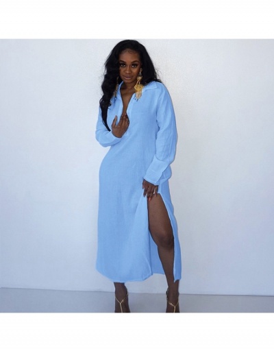  Casual Solid Color Turndown Collar Long Sleeve Dress Long Sleeve Turndown Collar #796718 $52.19 USD, Wholesale Fashion Maxi Dresses