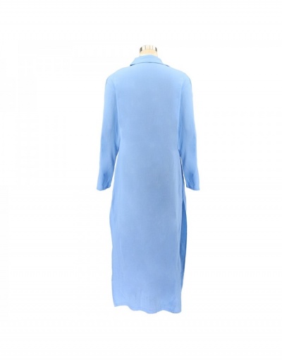 Replica  Casual Solid Color Turndown Collar Long Sleeve Dress Long Sleeve Turndown Collar #796718 $52.19 USD for Wholesale