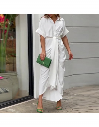 Casual Street Solid Short Sleeve Shirt Dresses For Women Short Sleeve Turndown Collar #796719 $50.33 USD, Wholesale Fashion Maxi Dresses