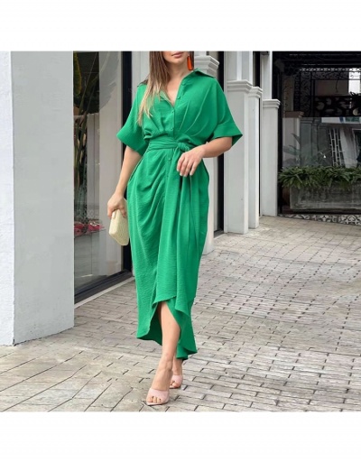 Replica Casual Street Solid Short Sleeve Shirt Dresses For Women Short Sleeve Turndown Collar #796719 $50.33 USD for Wholesale