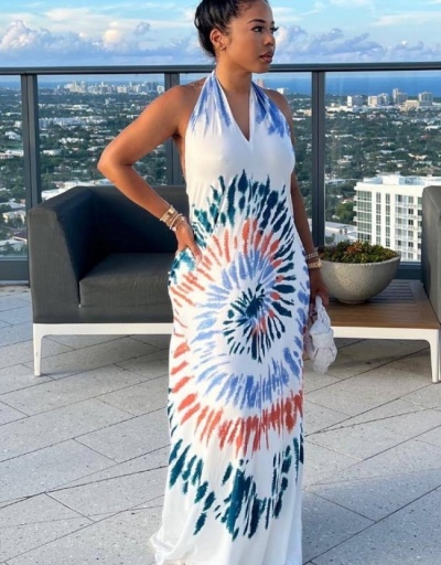  Sexy Fashion Tie Dyed Halter Backless Maxi Dress Sleeveless #796722 $26.53 USD, Wholesale Fashion Maxi Dresses