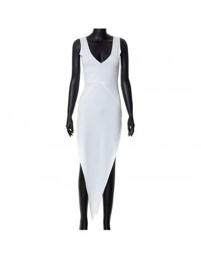 Replica V Neck  White Sleeveless Summer Triangle Hem Dress Sleeveless V Neck #796724 $13.50 USD for Wholesale