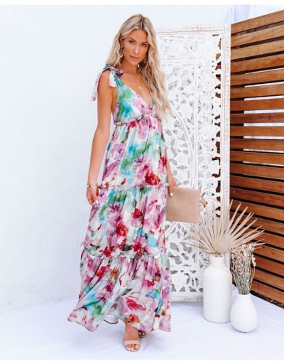 Replica Summer V Neck Bandage Long Dress For Women Sleeveless V Neck #796732 $39.34 USD for Wholesale