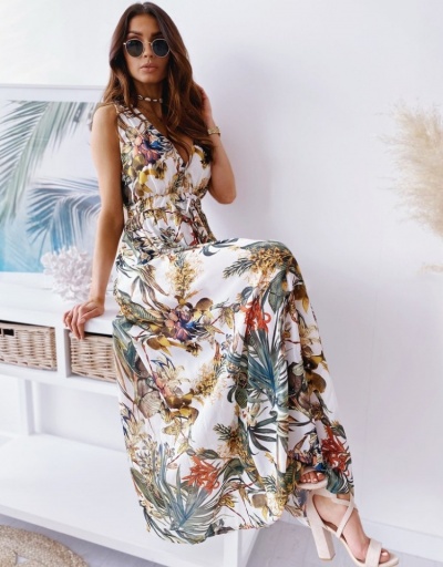 Replica  2022 Summer Printing Sleeveless Maxi Dress Sleeveless V Neck #796739 $41.15 USD for Wholesale