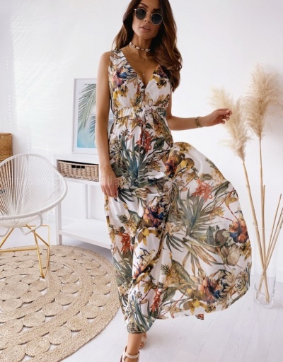 Replica  2022 Summer Printing Sleeveless Maxi Dress Sleeveless V Neck #796739 $41.15 USD for Wholesale