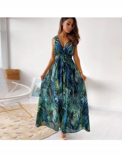 Replica  2022 Summer Printing Sleeveless Maxi Dress Sleeveless V Neck #796739 $41.15 USD for Wholesale