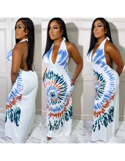  Fashion Sexy Halter Printing Backless Maxi Dress Sleeveless Halter #796743 $21.40 USD, Wholesale Fashion Maxi Dresses