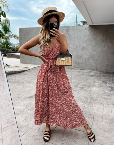 Replica Summer Floral Printing Sleeveless Maxi Dress Sleeveless V Neck #796745 $22.75 USD for Wholesale