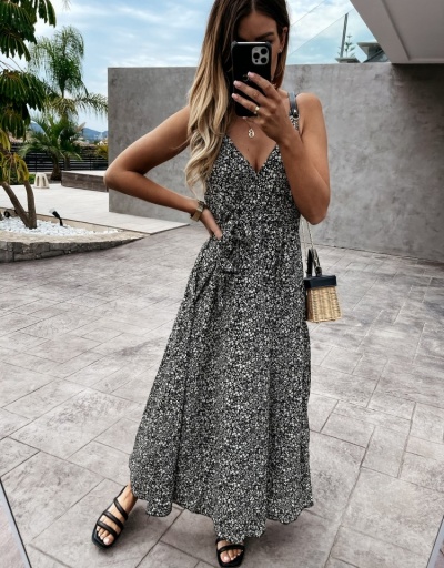 Replica Summer Floral Printing Sleeveless Maxi Dress Sleeveless V Neck #796745 $22.75 USD for Wholesale