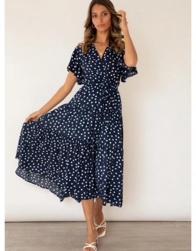  Polka Dots V-Neck Short Sleeve Maxi Dress Short Sleeve V Neck #796747 $30.35 USD, Wholesale Fashion Maxi Dresses