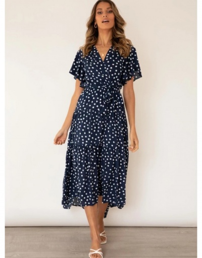 Replica  Polka Dots V-Neck Short Sleeve Maxi Dress Short Sleeve V Neck #796747 $30.35 USD for Wholesale