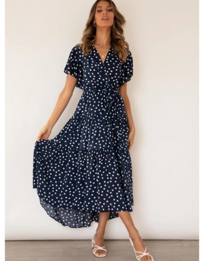 Replica  Polka Dots V-Neck Short Sleeve Maxi Dress Short Sleeve V Neck #796747 $30.35 USD for Wholesale