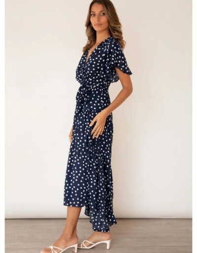 Replica  Polka Dots V-Neck Short Sleeve Maxi Dress Short Sleeve V Neck #796747 $30.35 USD for Wholesale