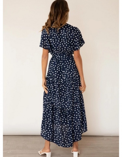 Replica  Polka Dots V-Neck Short Sleeve Maxi Dress Short Sleeve V Neck #796747 $30.35 USD for Wholesale