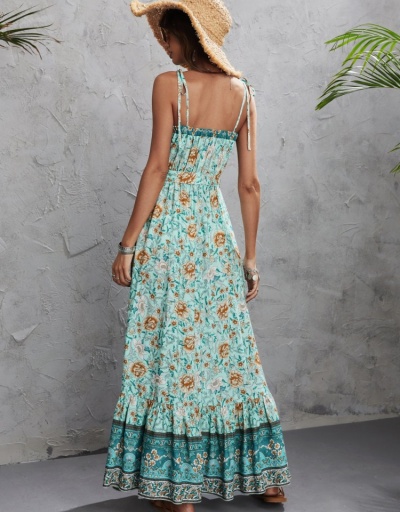 Replica  Flower Printing Ruffled Maxi Dress Sleeveless Square Neck #796748 $30.42 USD for Wholesale