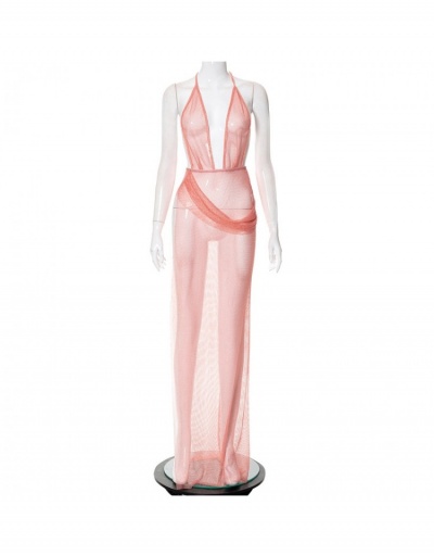 Replica  Sexy Mesh Backless Slit Maxi Dress Sleeveless #796758 $24.44 USD for Wholesale