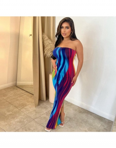 Replica Multicolored Strapless Sleeveless Maxi Dresses For Women Sleeveless Boat Neck #796761 $18.85 USD for Wholesale