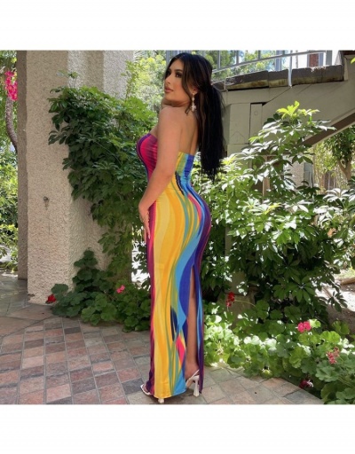 Replica Multicolored Strapless Sleeveless Maxi Dresses For Women Sleeveless Boat Neck #796761 $18.85 USD for Wholesale