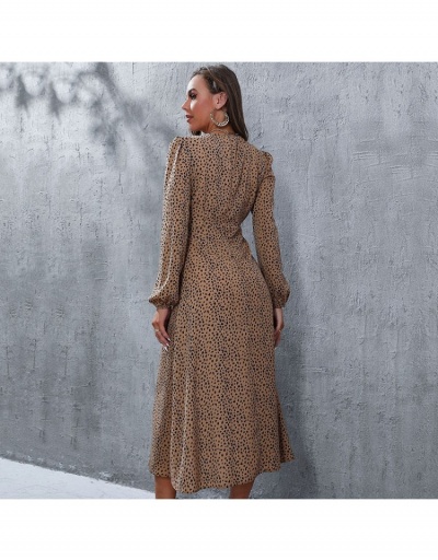 Replica Stylish Leopard Print V-Neck Puff Sleeve Dress Long Sleeve V Neck #796763 $30.97 USD for Wholesale