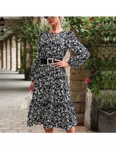  Women's Floral Puff Sleeve Ruffled Maxi Dress Long Sleeve Crew Neck #796764 $29.78 USD, Wholesale Fashion Maxi Dresses