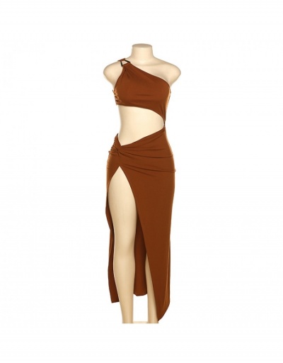 Replica Sexy Hollowed Out One Shoulder Slit Maxi Dress Sleeveless #796772 $22.17 USD for Wholesale