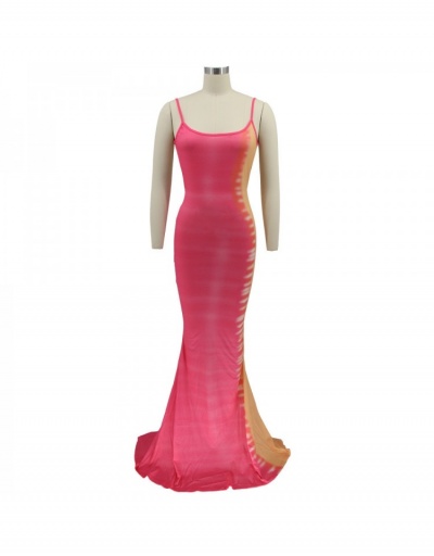 Replica Sexy Colorblock Backless Floor-length Dress Sleeveless U Neck #796775 $44.40 USD for Wholesale