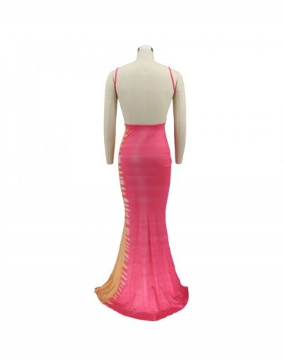 Replica Sexy Colorblock Backless Floor-length Dress Sleeveless U Neck #796775 $44.40 USD for Wholesale