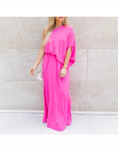 Casual Solid One Shoulder Maxi Dresses For Women Short Sleeve Inclined Shoulder #796782 $24.00 USD, Wholesale Fashion Maxi Dresses