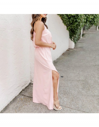 Replica Casual Solid One Shoulder Maxi Dresses For Women Short Sleeve Inclined Shoulder #796782 $24.00 USD for Wholesale