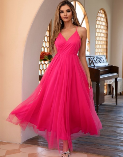 Replica Sexy V Neck Gauze Women's Long Dress Sleeveless V Neck #796784 $39.45 USD for Wholesale