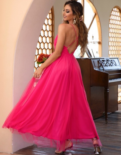 Replica Sexy V Neck Gauze Women's Long Dress Sleeveless V Neck #796784 $39.45 USD for Wholesale