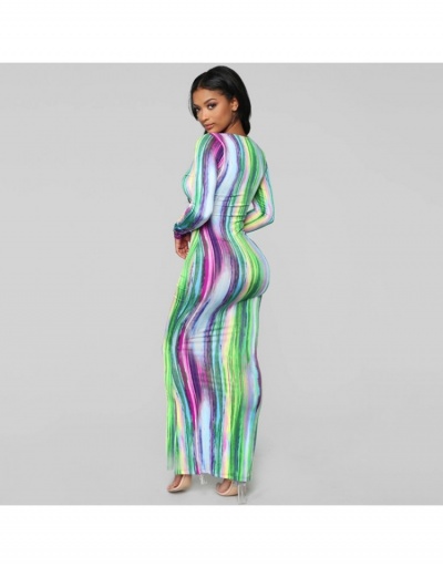 Replica V Neck Tie Dye Long Sleeve Maxi Dresses For Women Long Sleeve V Neck #796796 $22.93 USD for Wholesale