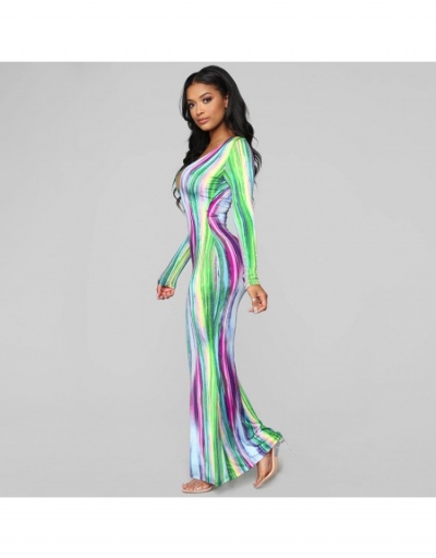 Replica V Neck Tie Dye Long Sleeve Maxi Dresses For Women Long Sleeve V Neck #796796 $22.93 USD for Wholesale