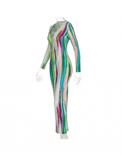 Replica V Neck Tie Dye Long Sleeve Maxi Dresses For Women Long Sleeve V Neck #796796 $22.93 USD for Wholesale