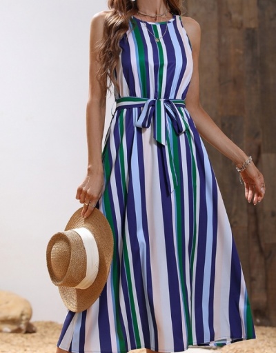 Replica Latest Striped  Sleeveless Maxi Dresses For Women Sleeveless Crew Neck #796801 $35.75 USD for Wholesale