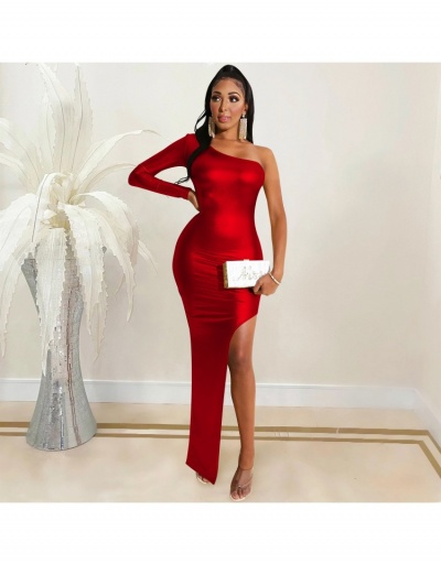 Replica One Shoulder Slit Cocktail Party Maxi Dress Long Sleeve Inclined Shoulder #796802 $23.11 USD for Wholesale