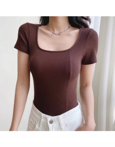 Replica Street Solid Short Sleeve Fitted Bodysuits For Women Short Sleeve U Neck #796814 $22.23 USD for Wholesale