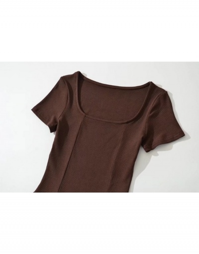 Replica Street Solid Short Sleeve Fitted Bodysuits For Women Short Sleeve U Neck #796814 $22.23 USD for Wholesale