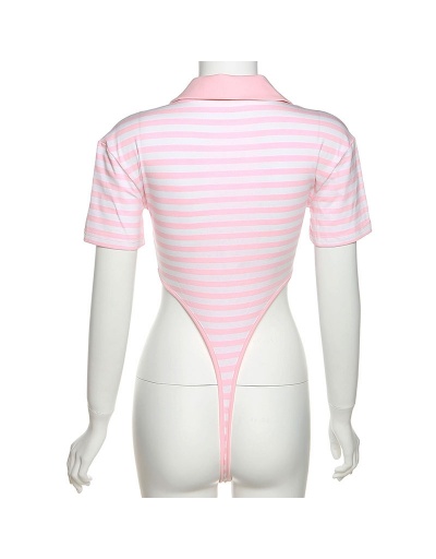 Replica Polo V Neck Striped Short Sleeve Bodysuits Short Sleeve Turndown Collar,V Neck #796815 $18.38 USD for Wholesale