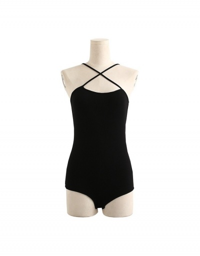 Replica  Summer Crisscross Halter Solid Color Bodysuit Sleeveless Halter #796826 $20.83 USD for Wholesale