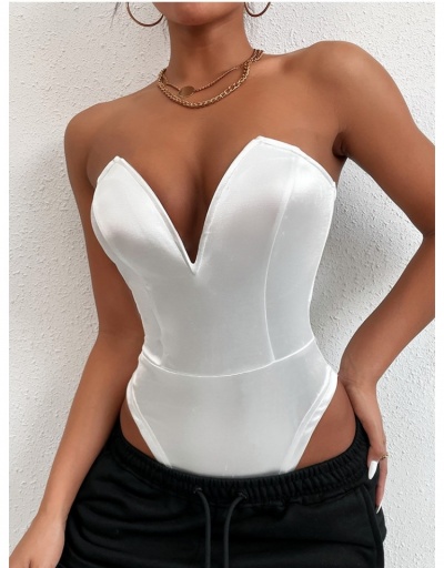 Replica Sexy Women V Neck Strapless High Waist  Casual Bodysuits Sleeveless V Neck #796827 $15.15 USD for Wholesale