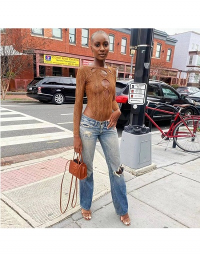 Replica  Summer Sexy Hollowed Out Gauze Bodysuit Long Sleeve Crew Neck #796829 $18.14 USD for Wholesale