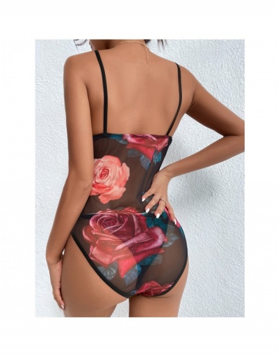 Replica Rose Pattern Gauze Sexy Sleeveless Bodysuits Sleeveless Sweetheart Neck #796832 $17.45 USD for Wholesale