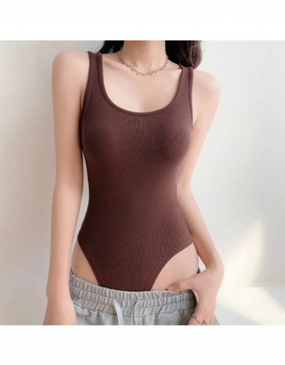  Hollowed Out Knitting Pure Color U-Neck Women's Bodysuits Sleeveless U Neck #796839 $24.89 USD, Wholesale Fashion Bodysuits