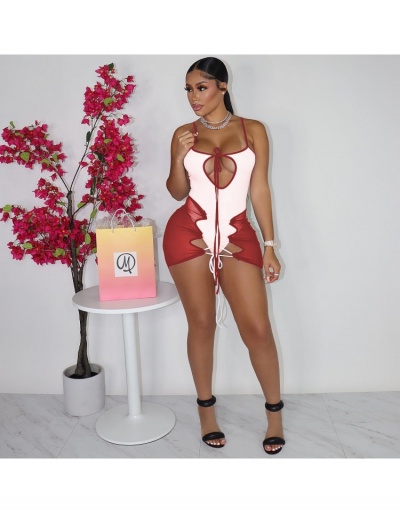 Replica  Sexy Hollowed Out Gauze Two-Piece Bodysuit Sets Sleeveless Boat Neck #796842 $23.66 USD for Wholesale