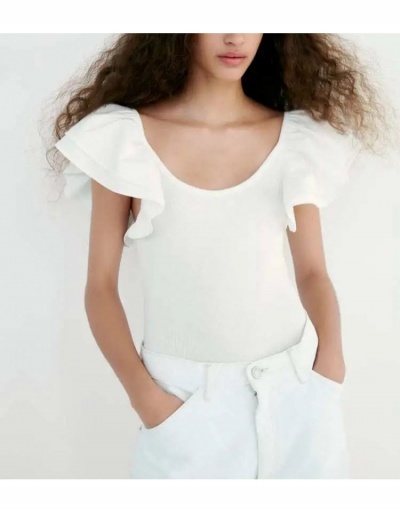 Fashion Solid Petal Short Sleeve Bodysuits  Short Sleeve Scoop Neck #796851 $26.33 USD, Wholesale Fashion Bodysuits